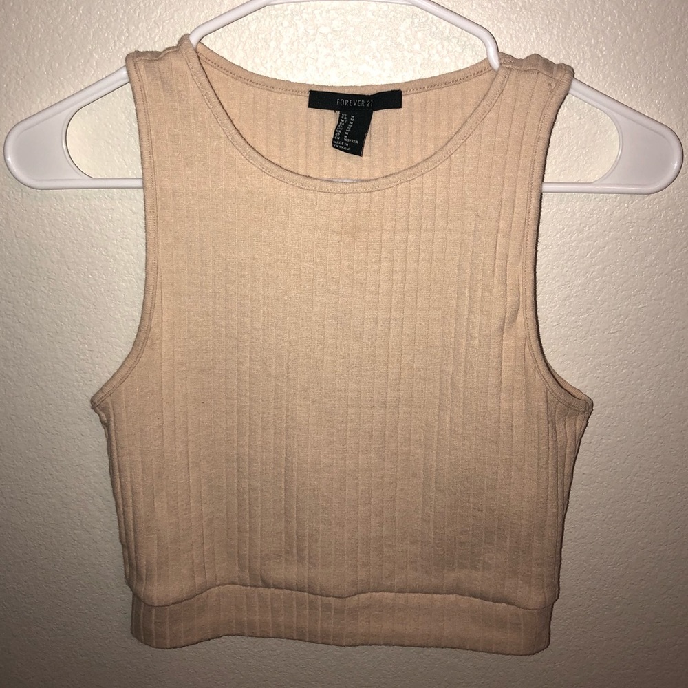NWOT Forever 21 Tan Ribbed Crop Tank Top